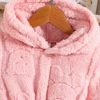 Girls Pink Velvet Hooded Coat thumbnail 3