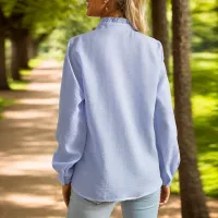 Women's Elegant Ruched Office Shirt thumbnail 3