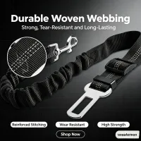 Adjustable Elastic Dog Car Seat Belt Leash thumbnail 6