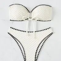 White Strapless Lace-up Bikini Set thumbnail 1
