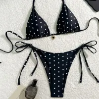 Polka Dot 2-Piece Bikini Set Black & White thumbnail 2