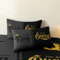 Crown Printed Bedding Set 3pcs Black Gray thumbnail 5