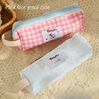 1 Piece Korean Fashion Causal Pencil Pouch for Kids Girl Lace Ruffle Sweet Plaid Stationery Organizer Back To School Student thumbnail 2