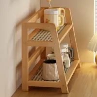 Wooden Rattan Storage Shelf Organizer thumbnail 5