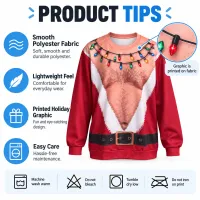 Funny Hairy Chest Christmas Sweatshirt thumbnail 4