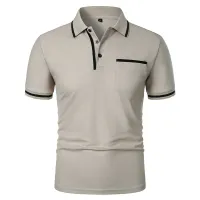 Men's Solid Color Polo Shirt with Pockets thumbnail 5