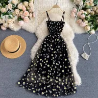 Korean Floral Mesh Party Dress thumbnail 2