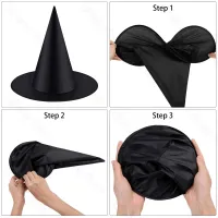 Halloween Hanging Black Witch Hats Bulk Set thumbnail 3