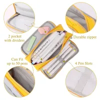 Pencil Case Large Space Storage 3 Compartment Pouch Double Side Opened Student Stationery Desk Organizer School Supplies thumbnail 5
