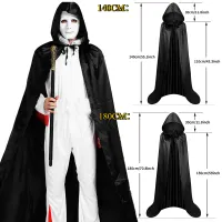 Black Hooded Witch Cloak Cape thumbnail 5
