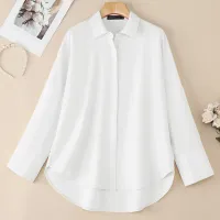 ZANZEA Oversized White Button-Up Blouse thumbnail 2