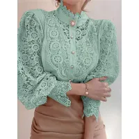 Elegant Lace Stand Collar Blouse thumbnail 2