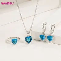 925 Sterling Silver Heart Zircon Jewelry Set thumbnail 2