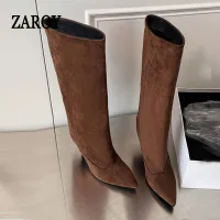 ZAROY Point Toe Suede Knee High Boots thumbnail 2