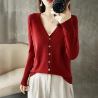 Women's V-Neck Loose Knit Cardigan thumbnail 6