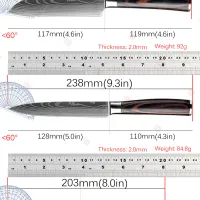 Japanese Damascus Santoku Knife Set thumbnail 6