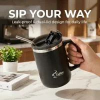 Thermal Coffee Mug Tumbler with Handle thumbnail 3