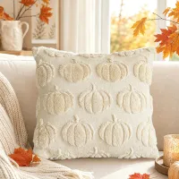 3D Plush Pumpkin Throw Pillow with Bow thumbnail 6