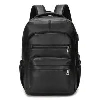 USB Charging Leather Laptop Backpack thumbnail 2