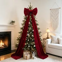 Large Red Velvet Bow Christmas Topper thumbnail 5
