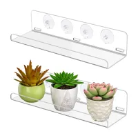 2-Piece Clear Suction Cup Plant Shelf thumbnail 2