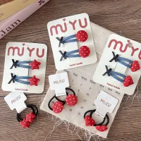 Korean Red Heart Hair Clips & Scrunchies Set thumbnail 2