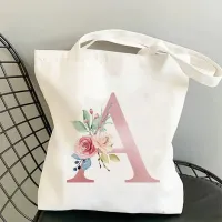 Pink Flower Letter Canvas Shoulder Bag thumbnail 2