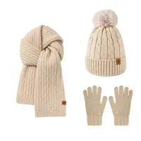 Winter Warm 3-Piece Knit Set with Touch Screen Gloves thumbnail 5