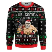 Santa Hockey 3D Print Christmas Sweatshirt thumbnail 4