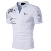 Men's Graphic Print V-Neck Polo Shirt thumbnail 5
