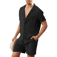 Men's Cotton Linen Shirt & Shorts Set thumbnail 4
