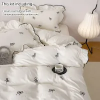 Bow Embroidery Ruffles Duvet Cover Set thumbnail 4