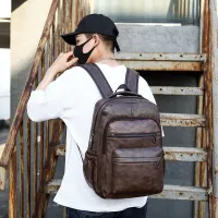 USB Charging Leather Laptop Backpack thumbnail 5