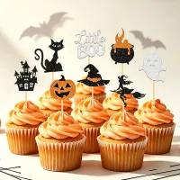 Halloween Glitter Cupcake Toppers 24Pcs thumbnail 3