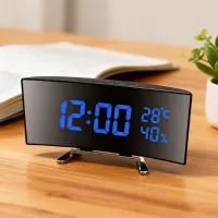 Curved LED Alarm Clock with Temp/Humidity thumbnail 3