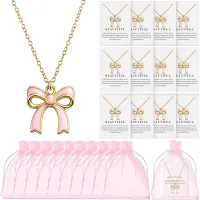 12-Piece Pink Enamel Bow Necklace Gift Set thumbnail 1