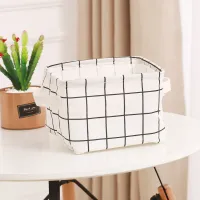 Linen Desktop Storage Basket with Handles thumbnail 3