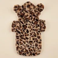 Leopard Plush Dog Hoodie with Ears thumbnail 4