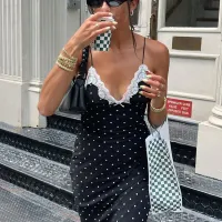 Lace V-Neck Patchwork Maxi Dress thumbnail 5