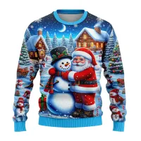 3D Snowman Santa Ugly Christmas Sweater thumbnail 1