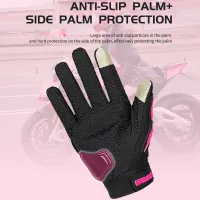 Women's Pink Motorcycle Riding Gloves thumbnail 4