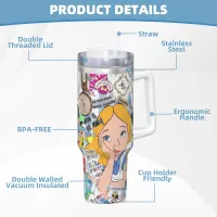 Disney Alice in Wonderland Tumbler 40oz thumbnail 5