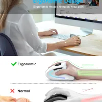 HXSJ Dual Mode Vertical Wireless Mouse 2400DPI thumbnail 3