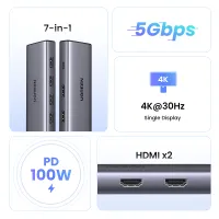 UGREEN 7-in-1 Dual HDMI USB-C Hub thumbnail 2