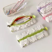 Lace Pencil Case for Student Girl Ruffle Cute Korean Makeup Stationery Organizer Bag Portable Pouch Back To School Kawaii Gift thumbnail 1
