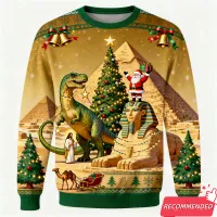T-Rex Jesus Christmas Ugly Sweater thumbnail 3