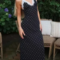Lace V-Neck Patchwork Maxi Dress thumbnail 3
