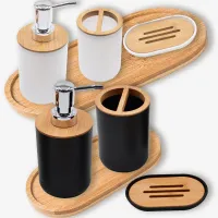 Bamboo Organizer Tray Set for Bathroom thumbnail 2