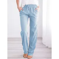 Women's Cotton Linen Drawstring Pants thumbnail 2
