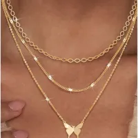 Dainty Layered Gold Necklace Set thumbnail 3